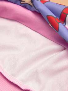 Nick 90s | SHEIN Young Girl Cartoon Striped Patchwork Angelica Print Loose Fit Crew Neck Pullover Sweatshirt, Autumn/Winter - Pink - View 6