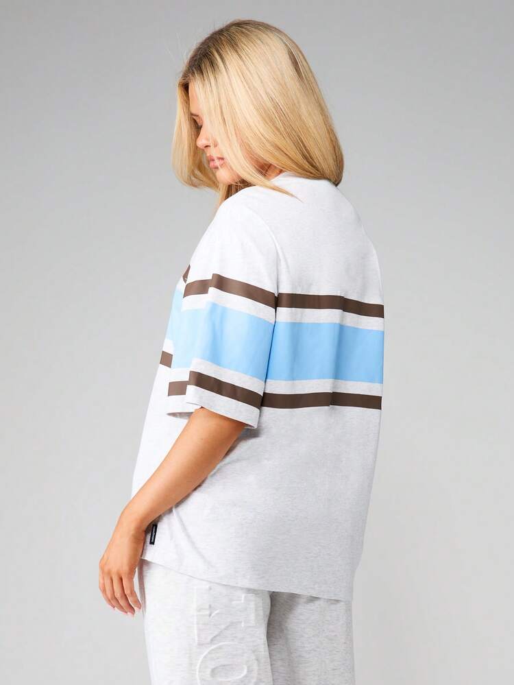 Missguided x Playboy T-shirt oversize à détails rayés pour un look décontracté d'été, coupe ample, manches courtes, col rond