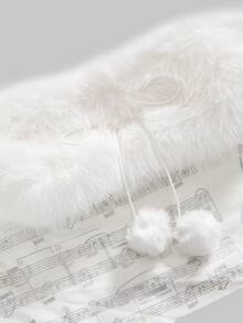 ROMWE J-Fashion Gyaru Y2K Himekaji Detachable Faux Fur Vest, Suitable For Winter Outfits, Women - White - View 3