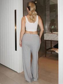 Turnttoni Fall Casual Women's Wide Leg Pants Airport Women Outfits - Black and White - View 2