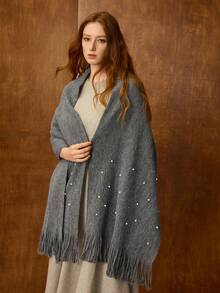 MOTF PREMIUM FAUX PEARL DECOR SOFT SCARF - Grey - View 9