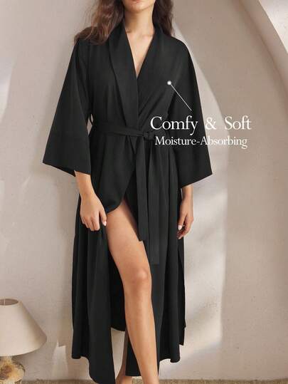 Ocili 柔软、宽松、舒适的棉质女士休闲长袍，别致的秋季轻松舒适秋季睡眠、秋季、舒适服装