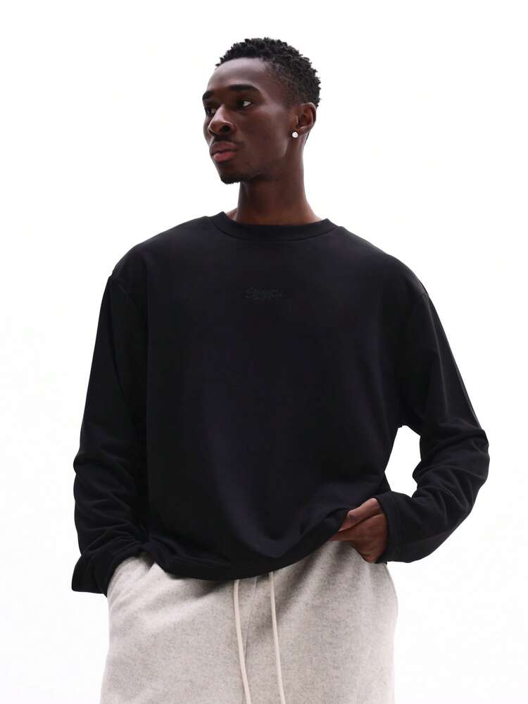 Long Sleeve Crew Neck Shirt With Embossed Design