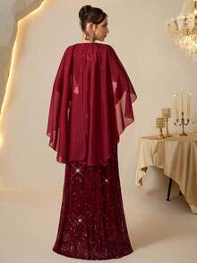 Coutiva 正式晚礼服（装饰繁复） - 酒紅色 - 查看 2
