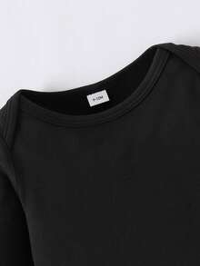 SHEIN 男宝宝“我的第一个新年”字母和奶瓶印花连体衣，可爱时尚圆领长袖，适合2026年春秋新年礼物 - 黑色 - 查看 6