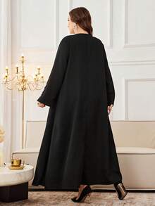 Al Najma Plus Size Solid Color Long Sleeve Loose Casual Abaya, Suitable For Spring And Autumn