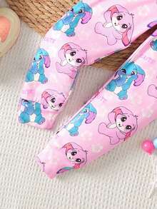 SHEIN 2pcs/Set Young Girl Halloween Pumpkin & Plaid Print Leggings And Long Sleeve T-Shirt - White - View 6