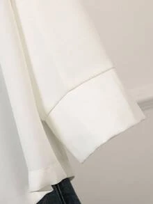 SHEIN Franclia Women's Minimalist White Thick Chiffon 3/4 Sleeve Blazer, Autumn