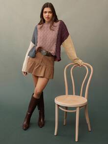 WESTFADE 混色针织圆领长袖套头毛衣，休闲、可爱、适合秋季、冬季、波西米亚风、西部风情，适合女性穿着，也适合乡村音乐会、万圣节、感恩节等场合。 - 粉色 - 查看 3