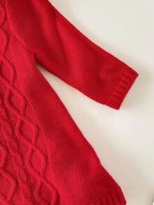 SHEIN Robe en tricot de couleur unie décontractée pour nouveau-né, automne/hiver - Rouge - Voir 6