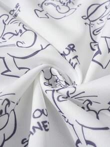 Popeye X SHEIN Young Boy Allover Print Relaxed Fit Hooded Sweatshirt - White - View 6