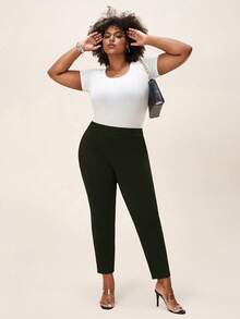 Comfylo Plus Size Women's Casual Commuter Pants Plus Size Women Clothes Curve Plus Size Pants Petite Curve Pants Plus Size Pants Joggers Plus Size - Dark Green - View 4