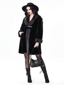 ROMWE Women's Autumn/Winter Long Sleeve Button Design Faux Fur Fashion Jacket