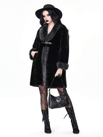 Chaqueta de moda de manga larga con botones y diseño de piel sintética para mujer, para otoño/invierno