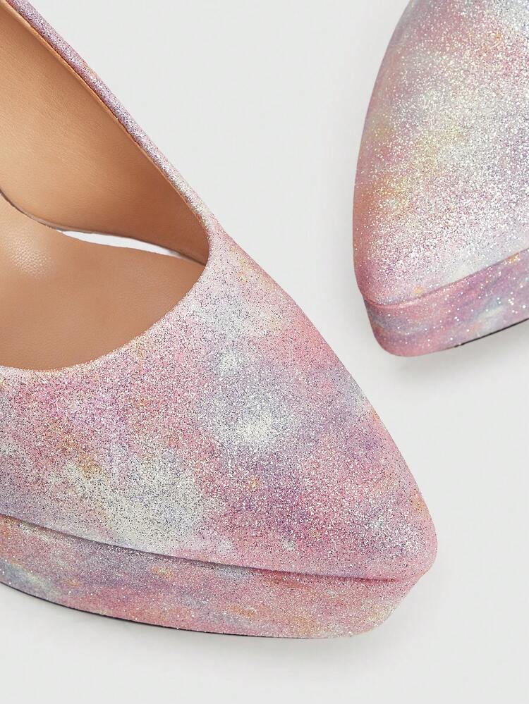 CUCCOO LuxiPop Women's Ombre Thick Sole Fashionable Glamorous High Heels, Suitable For Party And Gathering Occasions