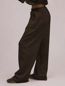 MUSERA Oversized Fleece Sweatpants  Casual  Lounge Joggers   Cosy Joggers Pants Lounge Spring - Chocolate Brown - View 3