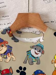 Rubble X SHEIN Young Boy Cartoon Pattern Cute Crew Neck Short Sleeve T-Shirt - White - View 5