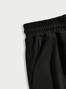 ROMWE MEN Goth 男士武器印花抽绳腰带口袋休闲慢跑裤 - 黑色 - 查看 4