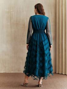 Anewsta Valentine Plus Size Women's Dark Green Christmas High-End Formal Dress, Elegant Maxi A-Line Gown, Suitable For Parties And Events - Dark Green - View 6