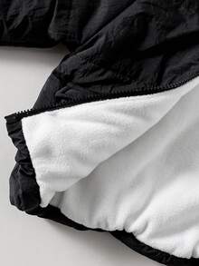 SHEIN Playful Pals 男婴幼儿0-3岁日常休闲百搭保暖抓绒熊耳连帽衫外套，秋冬季 - 黑色 - 查看 3