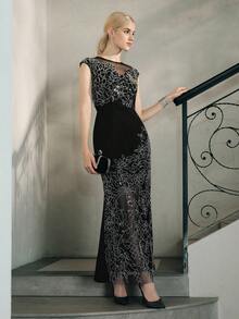 Anewsta Women's Fashionable High-End Elegant Luxury Casual Beaded Cocktail Dress - Black - View 6