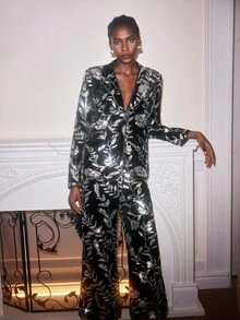 Maija Velvet Floral Sequin Embellished Party/Christmas Blazer For Women, Winter Clothes, Autumn Clothes , Halloween Costumes, Halloween Cosplay, Christmas Party , New Year Clothes , New Year Women,Thanksgiving Outfit For Women,Luxurious Party Attire, Old Money Style, Unique, Vintage Modern,Black Blazer