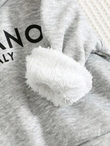 SHEIN Moletom infantil unissex casual de manga comprida em fleece com estampa de letras, cinza, ideal para meninos e meninas no outono/inverno. - Multicolorido - Ver 4