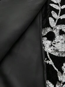 Maija Velvet Floral Sequin Embellished Party/Christmas Blazer For Women, Winter Clothes, Autumn Clothes , Halloween Costumes, Halloween Cosplay, Christmas Party , New Year Clothes , New Year Women,Thanksgiving Outfit For Women,Luxurious Party Attire, Old Money Style, Unique, Vintage Modern,Black Blazer