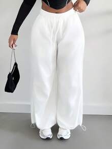 Alexandranx Damen Frühling und Sommer für Vintage Streetwear Cargo Athleisure Streetwear weiße Kordelzug Sportswear Schlupfhose mit weitem Bein