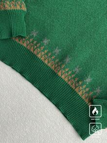 Manfinity Homme Men's Christmas Pattern Crew Neck Long Sleeve Sweater - Green - View 7