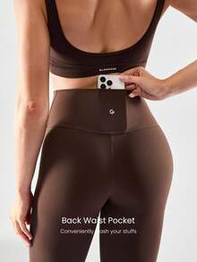 GLOWMODE 26英寸 FeatherFit™ Keep It Classic 无缝高腰粘合舒适后袋紧身裤，适合低强度瑜伽、日常穿着，秋冬季 - 肉桂靈感 - 查看 5