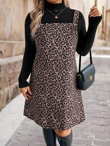 EMERY ROSE Women's Fashionable Velvet Leopard Print Suspender Dress - Multicolor - View 1