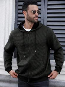 Manfinity Homme Plus Size Men's Casual Solid Color Hoodie, Versatile For Autumn/Winter, Long Sleeve Top - Black - View 3