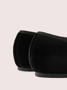 CUCCOO DOLLMOD Giày đế bằng nhung trơn màu kim loại trang trí thường ngày cho nữ ngày lễ năm mới ngày lễ tình nhân - màu đen - Xem 4