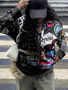 Rovax 2025 Women's Autumn And Winter Hot Style 3D Multi-Element Cartoon Pattern Street Hip-Hop Hoodies, Suitable For Sports, Parties, Street, Y2K, Fashion , Suitable For Gifts To Friends, Party Sportswear