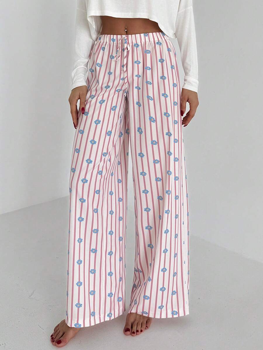 Aloruh Women's Colorblock Printed Casual Pants - Pink - View 1