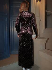 Elyressa 复古优雅波点印花丝绒派对连衣裙（女士款） - 彩色 - 查看 2