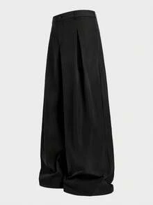 EASEVO Men's Fashionable Versatile Solid Color Wide Leg Pants - Black - View 2