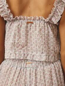 Aralina Sleepwear Women's Floral Printed Ruffle Detail Cami And Bloomer Short Matching Set , Christmas And Valentine's Cute Pajamas - Baby Blue - View 6