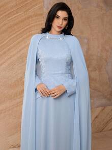 Modelyn Váy liền thân dài chấm đất, bó eo thanh lịch, dáng suông, tôn dáng & thời trang dành cho nữ - Màu xanh nhạt - Xem 7