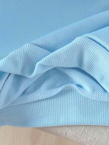 SHEIN 6 件套年轻女孩休闲可爱卡通动漫兔子露露史迪奇印花连帽衫 + 运动裤套装，蓝色、粉色、黑色，秋冬 - 彩色 - 查看 5