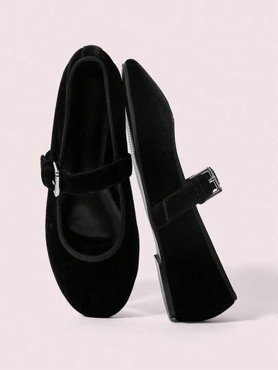 CUCCOO DOLLMOD Women's Solid Color Metallic Decor Casual Velvet Flats Spring Shoes Spring Break Easter