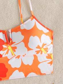 Swim Lushoire Plant Random Print V-Wire Removable Padded Bikini Top Swimwear For Women - Multicolor - View 6