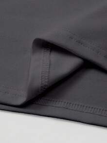 FavEase 2pcs Women's Loose Asymmetrical Shoulder T-Shirts, Elegant Black & Gray Oversized Solid Color Tops - Multicolor - View 6