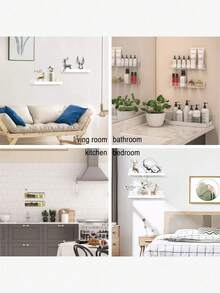 2pcs Acrylic Floating Shelf, 11.8 Inches Clear Wall Mounted Floating Display Rack For Toddler's Books, Spice, Bathroom, Makeup, Photos - Clear - View 2