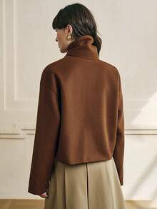 Cévolie Women's Autumn/Winter New French Double-Sided Short Loose Collar Open Cardigan Jacket