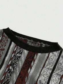 ROMWE Áo len chui đầu sọc dọc phong cách Bohemian Hippie - Nhiều màu - Xem 4