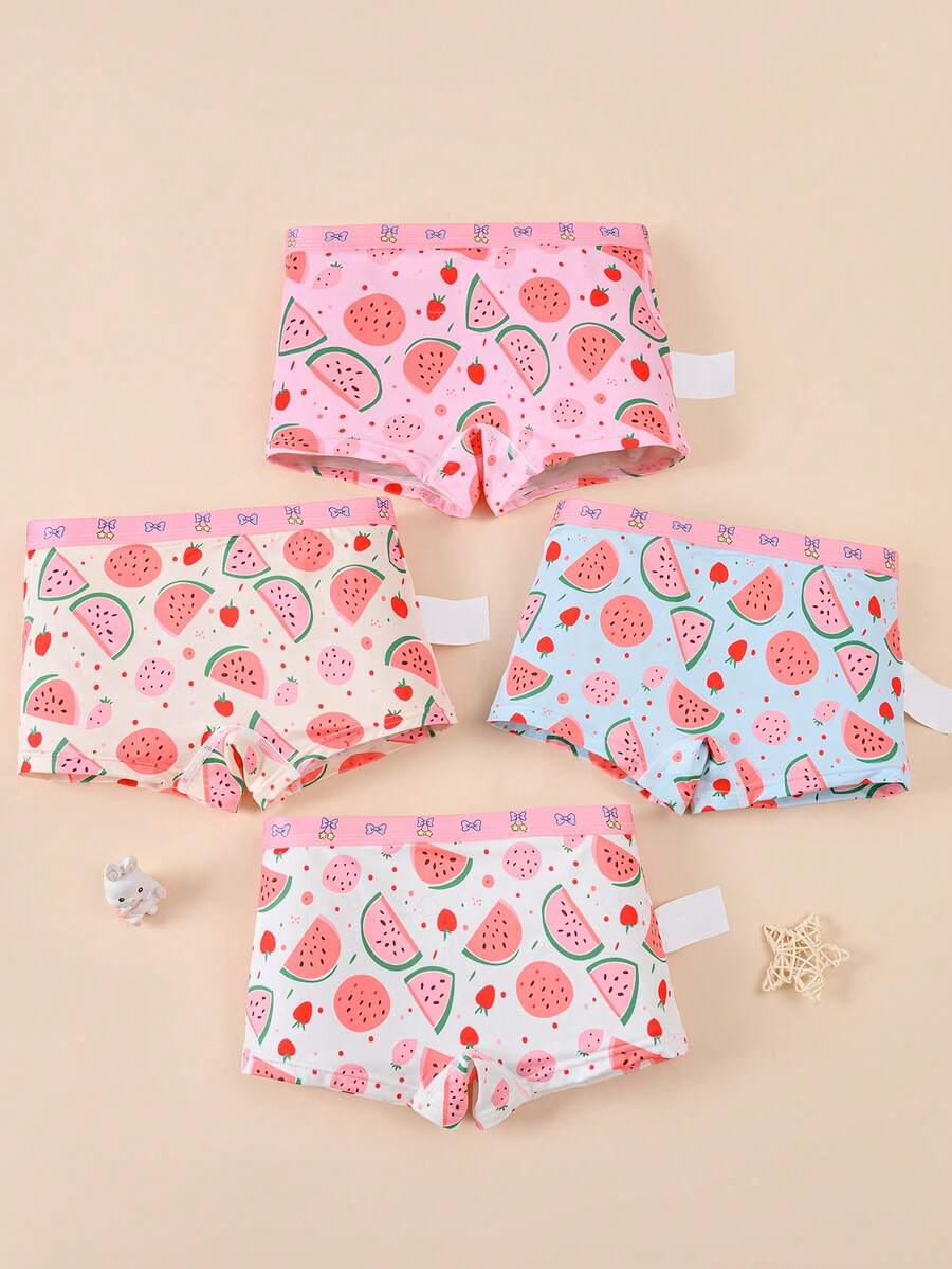 4pcs/Set Girls' Soft & Breathable Hipster Underwear