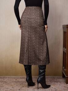 Modelyn Chân váy đuôi cá họa tiết da báo cạp cao thanh lịch dành cho nữ - Màu Khaki - Xem 2