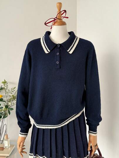 SHEIN Unity 女式高领长袖羊毛毛衣，复古学院风，休闲舒适，适合日常穿着、返校、下午茶、秋季